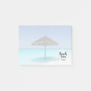 Beach Bum Typography - Umbrella on Tropical Beach Post-it Block