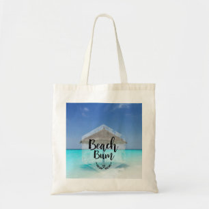 Beach Bum Typography - Umbrella on Tropical Beach Tygkasse