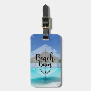 Beach Bum Typography with Tropical Handflatan Träd Bagagebricka