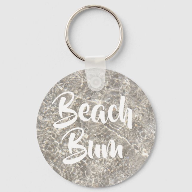 Beach bum vatten på strandsand söt nyckelring (Framsida)