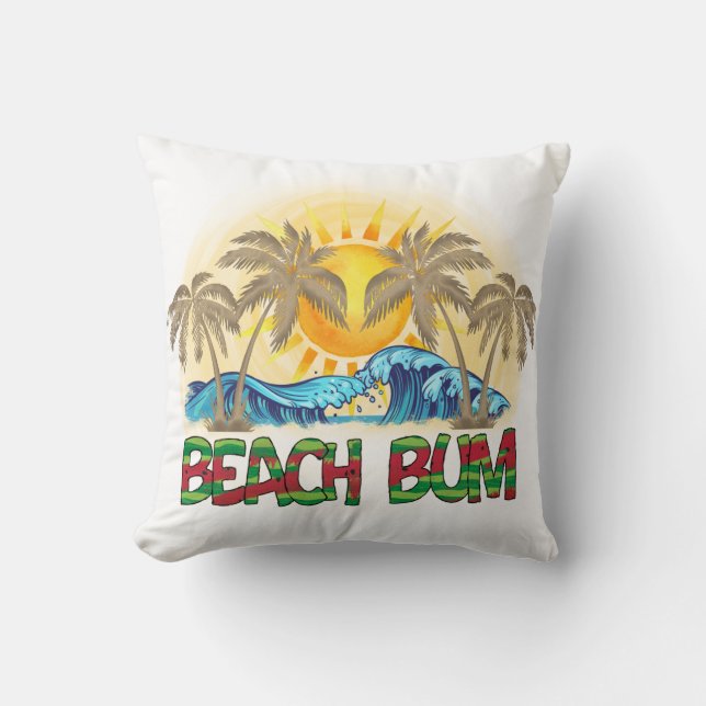 Beach Bum | Vattenmelon, Vinkara havet och tropisk Kudde (Framsida)