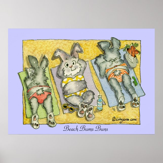 Beach Bums Buns Poster Skriv ut (Framsidan)