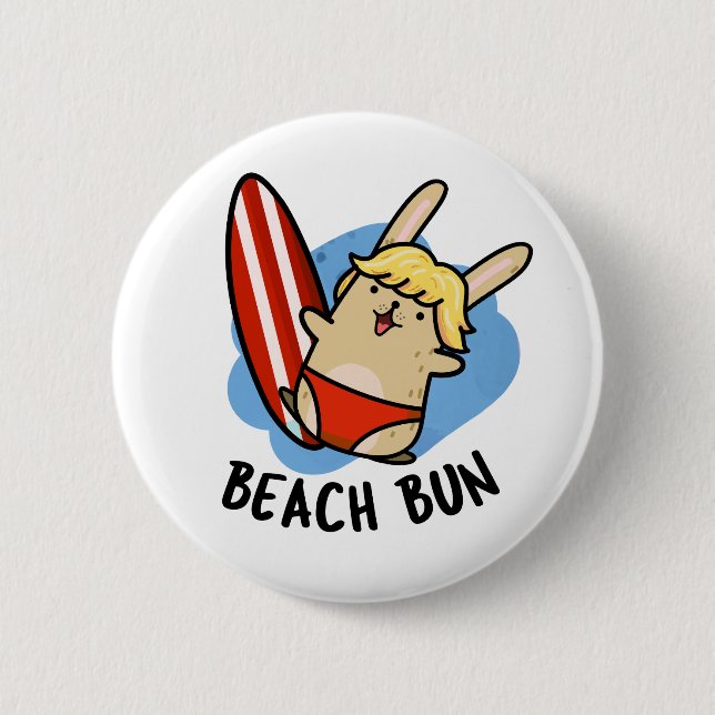 Beach Bun Funny Bunny Pun Knapp (Framsida)