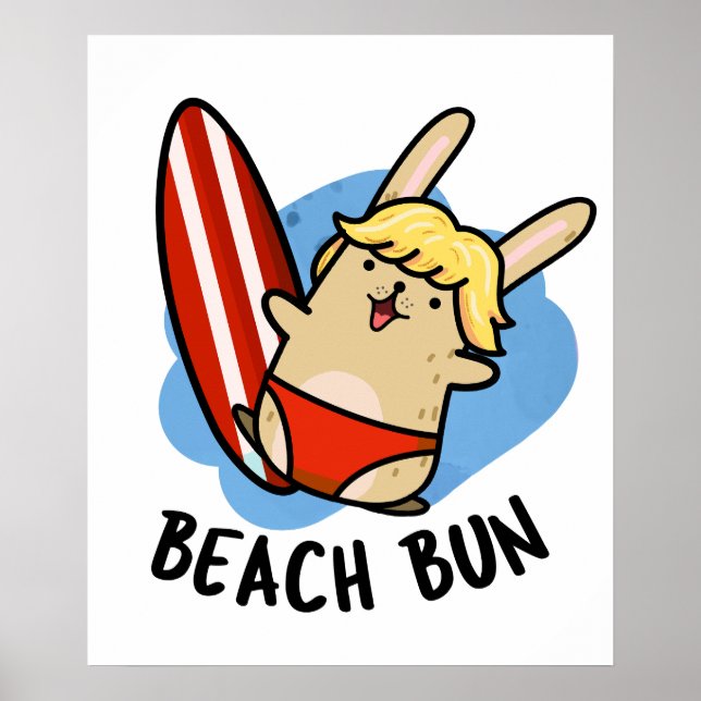Beach Bun Funny Bunny Pun Poster (Framsidan)