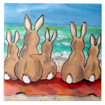 Beach Bunnies-familjen på Blanket 6 tum Tile Trive