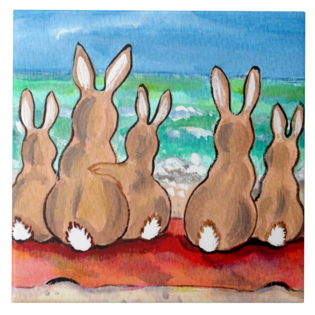 Beach Bunnies-familjen på Blanket 6 tum Tile Trive Kakelplatta (Framsidan)