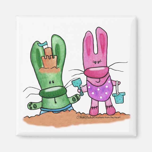Beach Bunnies-Summer Roligt Magnet (Framsidan)
