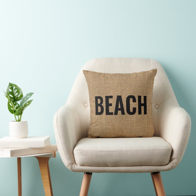 Beach Burlap Coastal Ocean Beach Seaside Kudde (Stol)