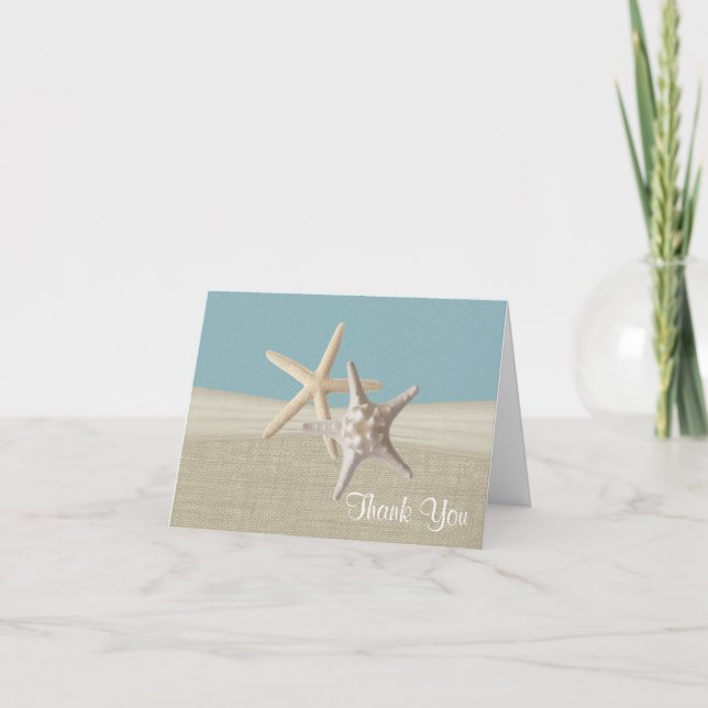 Beach Burlap och Starfish Himlar Blue Tack Kort (Framsida)