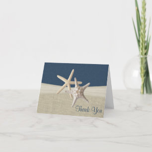 Beach Burlap och Starfish-Tack Tack Kort