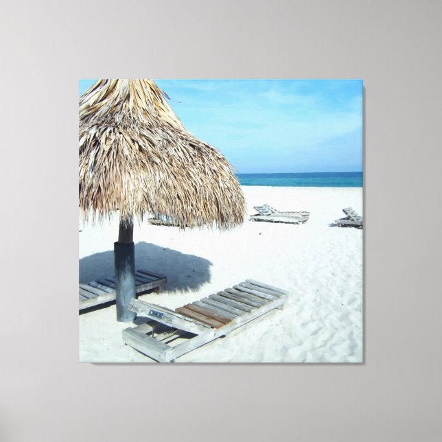 Beach Cabana Tropical Scenia Art Canvastryck (Framsida)