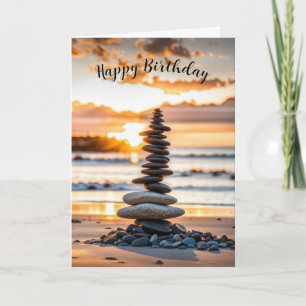 Beach Cairn på födelsedagen Kort