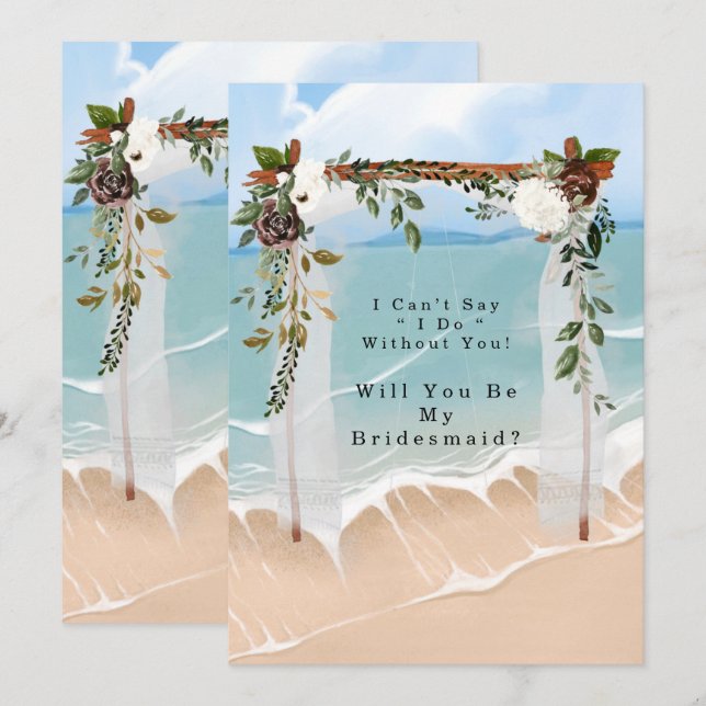 Beach Canopy Blommigt blir min bridesmaid Inbjudningar (Fram/baksida)