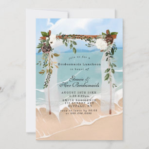 Beach Canopy Blommigt Bridesmaids Luncheon Inbjudn