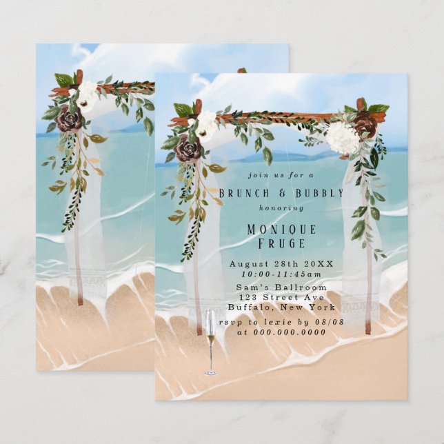 Beach Canopy Blommigt Tropik Brunch & Bubly Inbjud Inbjudningar (Fram/baksida)