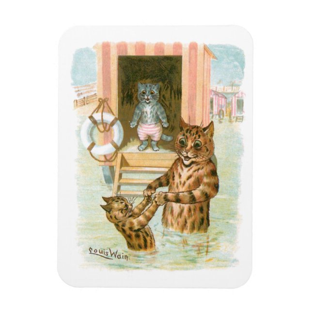 Beach Cats av Louis Wain Magnet (Vertikal)