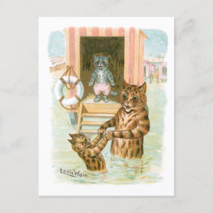 Beach Cats av Louis Wain Vykort