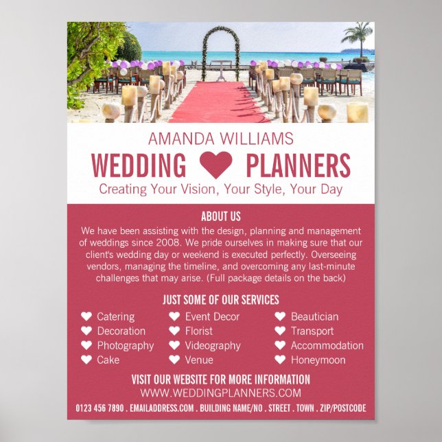 Beach Ceremony, Bröllop Event Planner Advertising Poster (Framsidan)