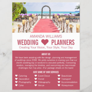 Beach Ceremony, Bröllop Event Planner Advertising Reklamblad
