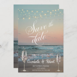 Beach Champagne Glass Spara datum Spara Datumet