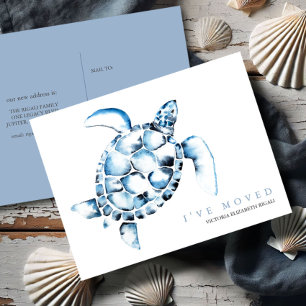 Beach Change of Adress Postcards Sea Turtle Vykort