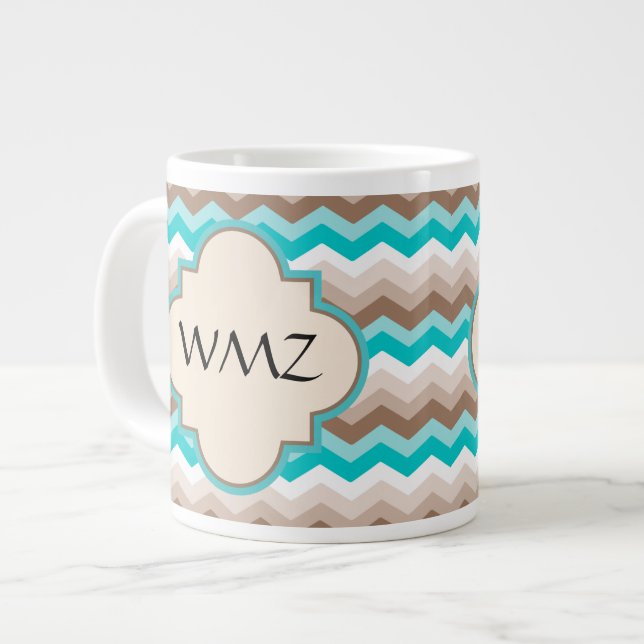 Beach Chevron Zigzag Monogram Jumbo Mugg (Framsida vänster)