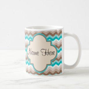 Beach Chevron Zigzag Namn Kaffemugg