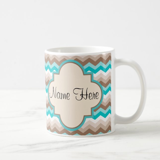 Beach Chevron Zigzag Namn Kaffemugg (Höger)