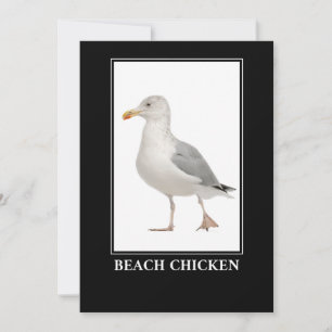 Beach Chicken - Fiskmås Gull Humor Inbjudningar