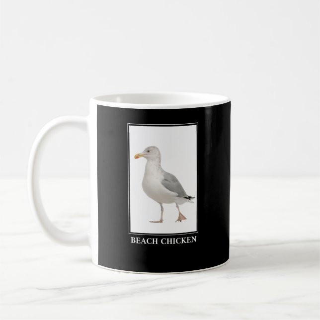 Beach Chicken - Fiskmås Gull Humor Kaffemugg (Vänster)