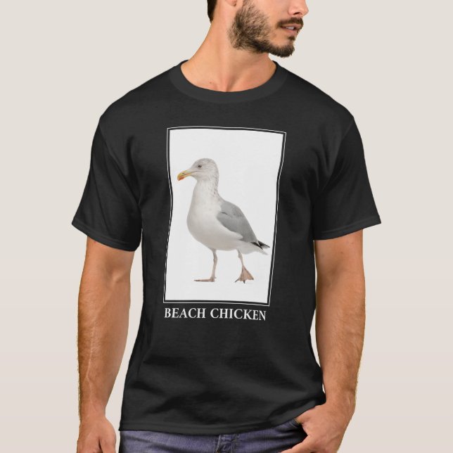 Beach Chicken - Fiskmås Gull Humor T Shirt (Framsida)