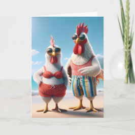Beach Chicken for Birthday Kort