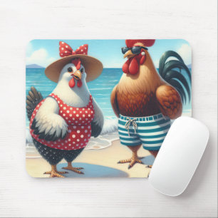 Beach Chickens med schaktkläder Musmatta