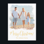 BEACH CHRISTMAS CARD | TROPISKT FOTOPOSTKORT HELG VYKORT<br><div class="desc">Perfekt för julleskorten på familjestranden för alla kustplatser eller semesterstranden i bilder. Den här moderna minimalistdesignen är enkel och elegant och gör det enkelt att ladda upp dina familjefotografier och titta på de byggt i ram och övertäcka dem magiskt och förvandla dem till ett modernt vattenfärgsformat porträtt! Vårt mångsidiga kort...</div>