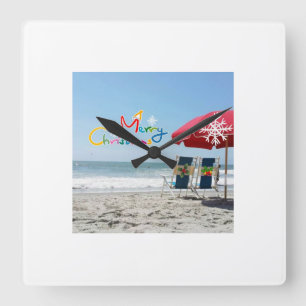 BEACH CHRISTMAS CHRISTMAS CLOCK FYRKANTIG KLOCKA