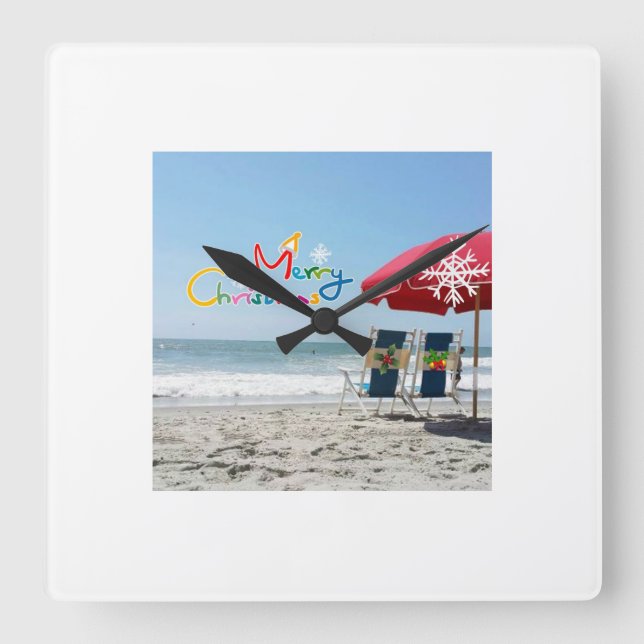 BEACH CHRISTMAS CHRISTMAS CLOCK FYRKANTIG KLOCKA (Framsida)