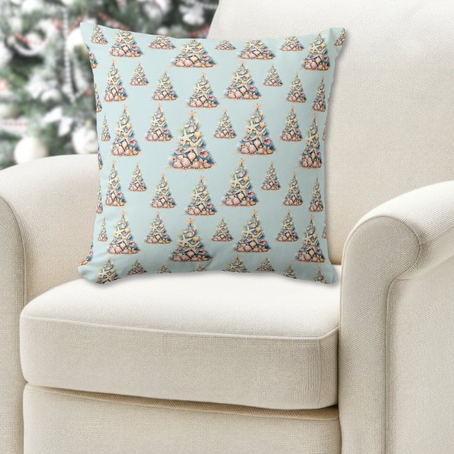 Beach Christmas Kudde (Beach Christmas Pattern Throw Pillow)