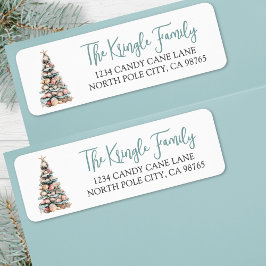 Beach Christmas Tree Return Address Returadress Etikett