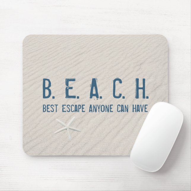 Beach-citat med vit stärkelse musmatta (Med mus)