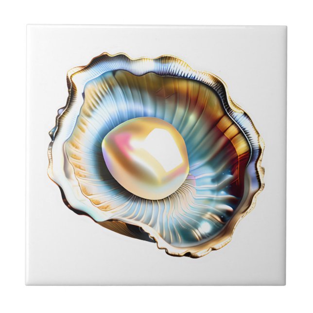 Beach clam snäcka med pärlshimmer-lyster kakelplatta (Framsidan)