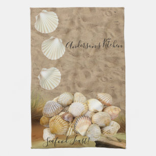 Beach Clams Beach Stones Kitchen Hand Towel Kökshandduk