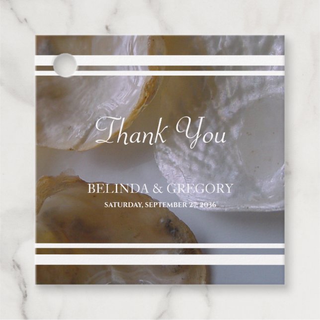 Beach Clams Bröllop Gift Gåvor Etiketter (Framsida)