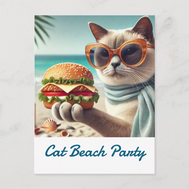 Beach Cleanup thank you card for Cat Lovers Vykort (Framsida)