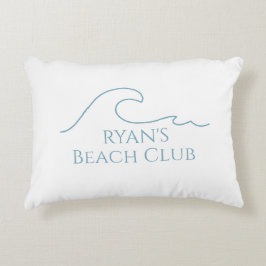 Beach Club Stripe Cabana Custom Name Prydnadskudde