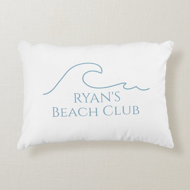 Beach Club Stripe Cabana Custom Name Prydnadskudde (Framsidan)