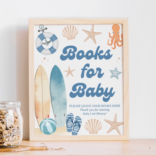 Beach Coastal Baby Shower Bokar för Baby Poster (Skapare uppladdad)