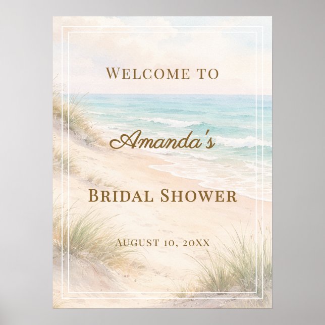 Beach coastal Bridal Shower welcome Poster (Framsidan)