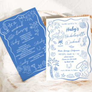 Beach Coastal Cowgirl Bachelorette Hen Helg Inbjudningar