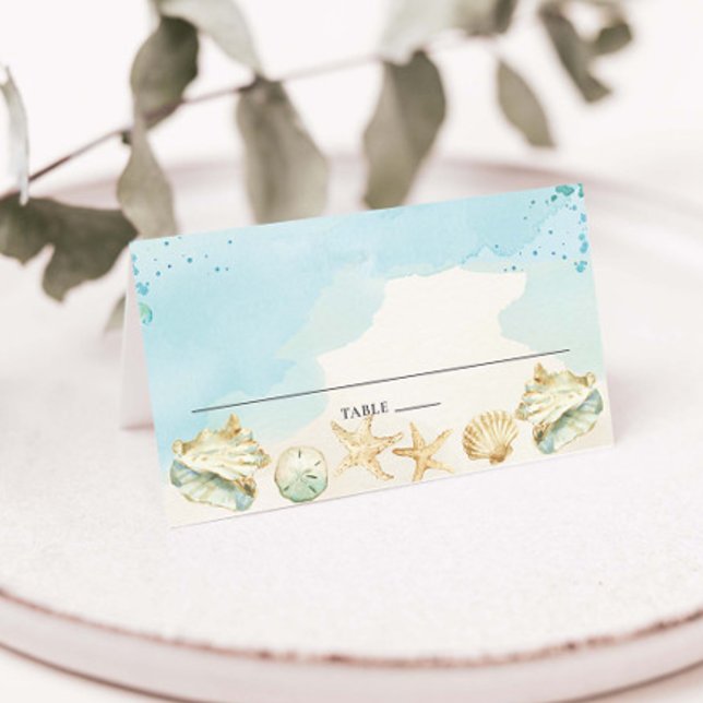 Beach Coastal Destination Bröllopsdag Möhippa Placeringskort (Skapare uppladdad)