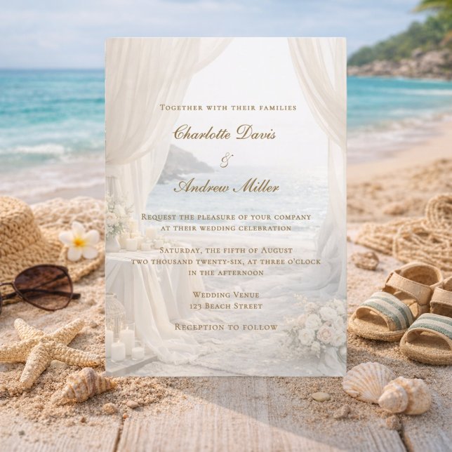 Beach coastal elegant wedding inbjudningar (Skapare uppladdad)